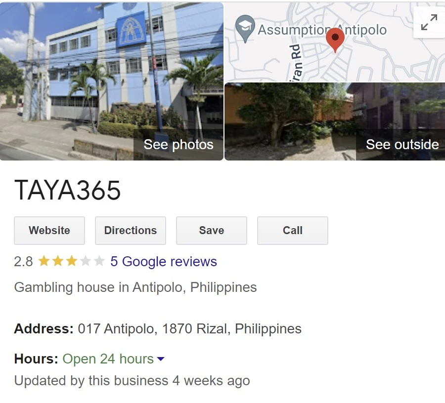 Taya365 Antipolo reviews on google