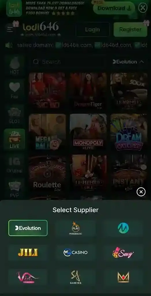 Lodi646 Live Dealer Suppliers and Hot Tables on Mobile